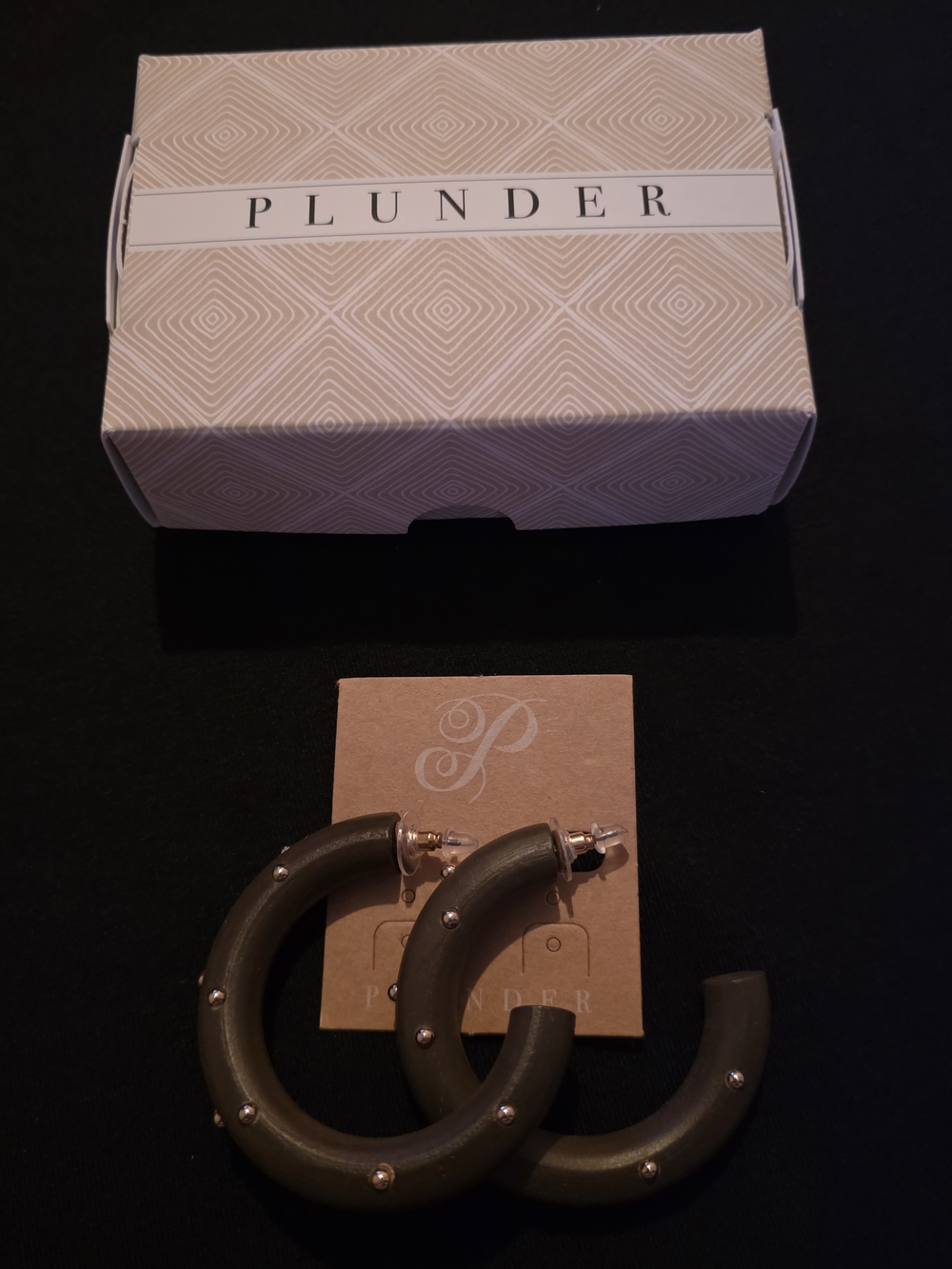 Plunder Brown Hoop Earrings with Silver Studs